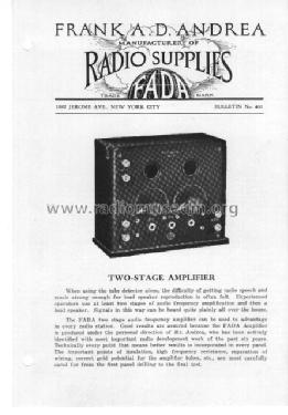 Two-Stage Audio Amplifier ; Fada Radio & (ID = 2722675) Ampl/Mixer