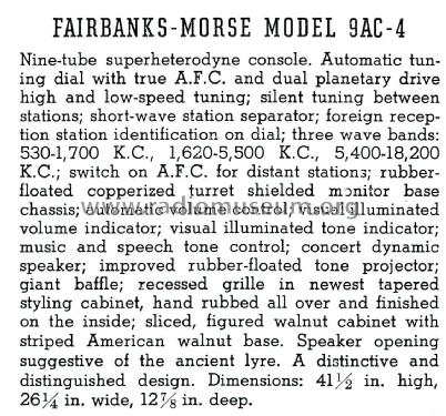 9AC-4 Ch= 9A; Fairbanks, Morse & (ID = 1838496) Radio