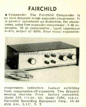 Compander 510; Fairchild Recording (ID = 3028965) Misc