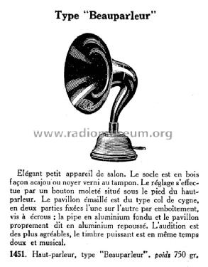 Haut-Parleur à Pavillon Beauparleur; Falco, André; Paris, (ID = 1558523) Speaker-P