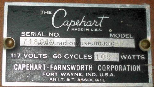 Capehart 1002-F Ch= P8, changer P71; Farnsworth (ID = 1300583) Radio