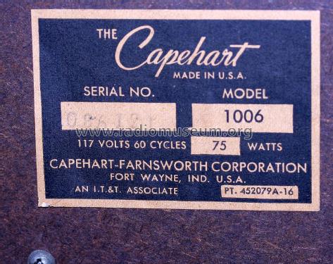 Capehart 1006-W Ch= C-287; Farnsworth (ID = 1315396) Radio