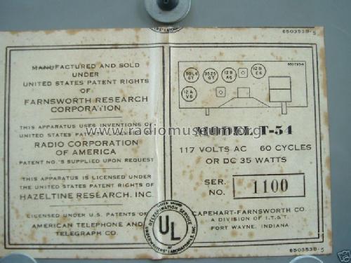 Capehart T-54 Ch= CR-130; Farnsworth (ID = 215569) Radio