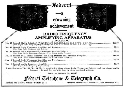 One Stage R.F. Amplifier & Detector No. 56; Federal Radio Corp. (ID = 987167) Radio