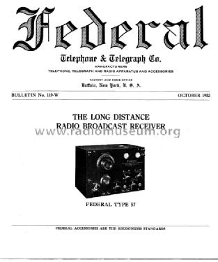 Federal Bulletin No. 119-W; Federal Radio Corp. (ID = 979730) Paper