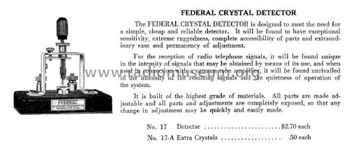 Federal Crystal Detector No. 17; Federal Radio Corp. (ID = 1870490) Radio part