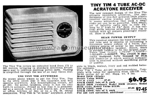 Acratone Tiny Tim 4-Tube 248M; Federated Purchaser, (ID = 1045420) Radio