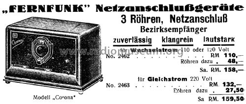 Corona W; Fernfunk, (ID = 1886806) Radio