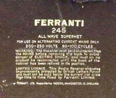 245; Ferranti, GB (ID = 1954344) Radio