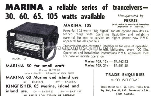 Marina 105, HF, AM Marine Transceiver ; Ferris Bros. Pty Ltd (ID = 2637910) Commercial TRX