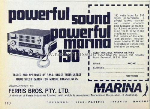 Marina 30, HF, AM Marine Transceiver ; Ferris Bros. Pty Ltd (ID = 2982583) Commercial TRX