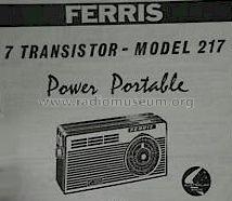 Power Portable 7 Transistor 217; Ferris Bros. Pty Ltd (ID = 1046404) Radio