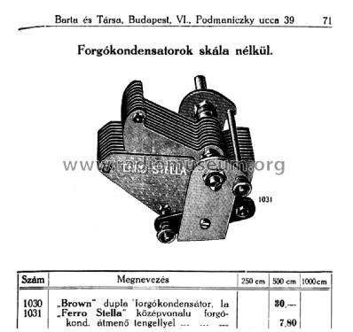 Forgókondenzátor - Variable Capacitor ; Ferro-Stella, Boros (ID = 2279097) Radio part