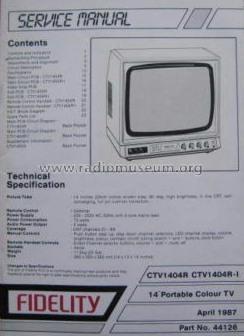 14' Portable Colour TV CTV1404R; Fidelity Radio Co. (ID = 1738301) Television