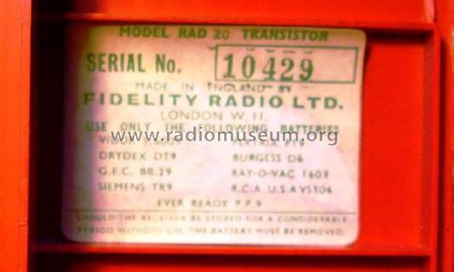 RAD20; Fidelity Radio Co. (ID = 1099530) Radio