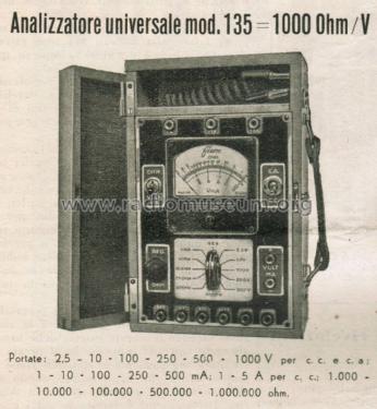 Analizzatore Universale - Analog Multimeter 135; FIEM Fabbrica (ID = 2673818) Equipment