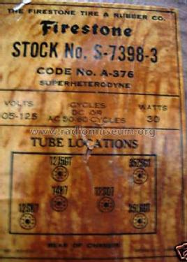 S7398-3 'Cosmopolitan' Code A-368; Firestone Tire & (ID = 534043) Radio