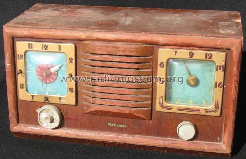 Wooden Clock Radio 4-A-110; Firestone Tire & (ID = 898560) Radio