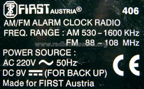 AM/FM Alarm Clock Radio 406; First Austria, (ID = 1825558) Radio