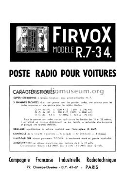 R.7-34; Firvox; Paris (ID = 2142235) Car Radio