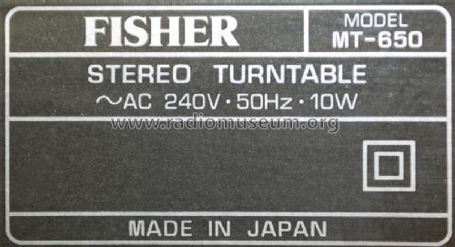 MT-650; Fisher Radio; New (ID = 1351510) Reg-Riprod