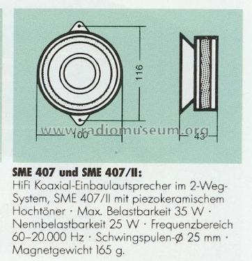 SME 407-II ; Fisher Radio; New (ID = 2079108) Speaker-P