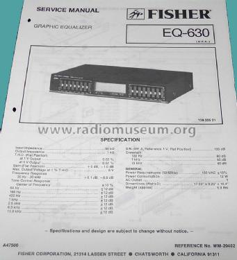 Stereo Graphic Equalizer EQ-630; Fisher Radio; New (ID = 1719464) Ampl/Mixer