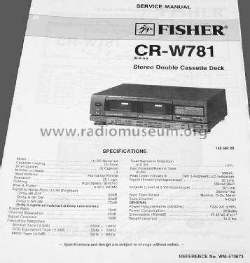 Studio-Standard Stereo Double Cassette Deck CR-W781; Fisher Radio; New (ID = 1724713) R-Player