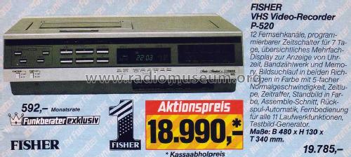 Video Cassette Recorder FVH-P520; Fisher Radio; New (ID = 2101653) R-Player