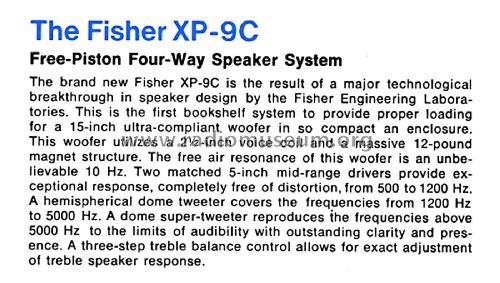 XP-9C; Fisher Radio; New (ID = 1791054) Speaker-P