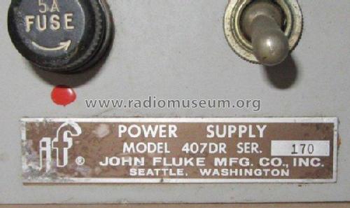 Power Supply 407DR; Fluke, John, Mfg. Co (ID = 2849435) Equipment