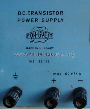 DC. Transistor Power Supply TR-9254; Fok-Gyem Szövetkezet (ID = 1268128) Power-S