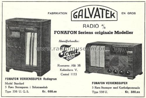 Fonafon 538 U; Fona Radio, Fonafon; (ID = 2987458) Radio