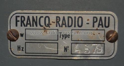 Inconnu - Unknown 1 ; Francq-Radio; Pau, (ID = 3102165) Radio