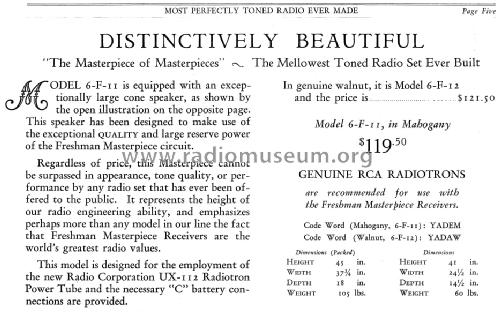 Masterpiece 6-F-12 ; Freshman Co. Inc., (ID = 1552591) Radio