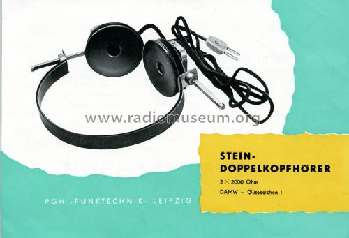 Stein-Doppelkopfhörer 2x2000 Ohm; Funktechnik Leipzig, (ID = 504749) Speaker-P