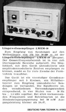 Längstwellenempfänger LWEM-10 Commercial Re Funkwerk Dabendorf | Radiomuseum