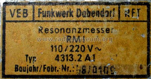 Resonanzmesser RM I 4313.2A1; Funkwerk Dabendorf (ID = 2008306) Equipment