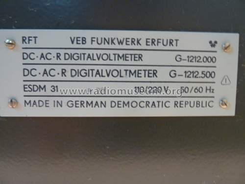 DC-AC-R-Digitalvoltmeter G-1212.500; Funkwerk Erfurt, VEB (ID = 2944618) Equipment