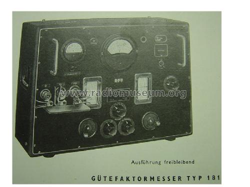 Gütefaktormesser 181; Funkwerk Erfurt, VEB (ID = 734267) Equipment