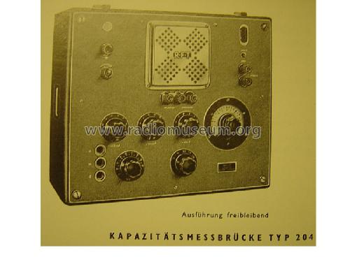 Kapazitätsmessbrücke Typ 204; Funkwerk Erfurt, VEB (ID = 736075) Equipment