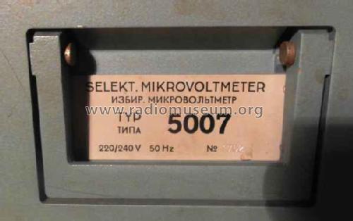 Selektives Mikrovoltmeter 5007; Funkwerk Erfurt, VEB (ID = 1714379) Ausrüstung