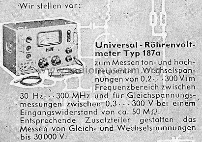 Universal-Röhrenvoltmeter 187A; Funkwerk Erfurt, VEB (ID = 195894) Equipment