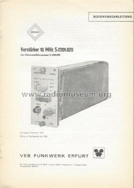 Verstärker 10 MHz S-2201.020; Funkwerk Erfurt, VEB (ID = 1882704) Equipment