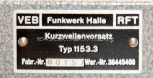 Kurzwellenvorsatz 1153.3; Funkwerk Halle FWH, (ID = 2587545) Converter