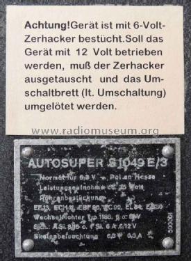 Rudelsburg S1049E/3; Funkwerk Halle FWH, (ID = 1270841) Car Radio