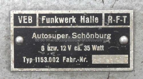 Aukoton Schönburg 1153.002 und 1154.2; Funkwerk Halle FWH, (ID = 1238132) Car Radio