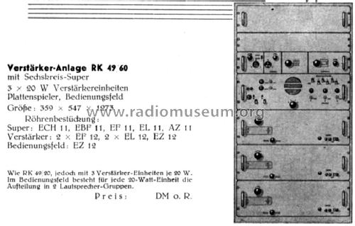 Verstärker-Anlage RK49/60; Funkwerk Kölleda, (ID = 1628494) Ampl/Mixer