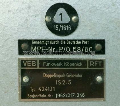 Doppelimpulsgenerator IS 2-5; Funkwerk Köpenick, (ID = 1592383) Equipment