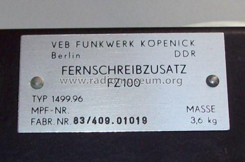 Fernschreibzusatz FZ 100 1499.96; Funkwerk Köpenick, (ID = 1721902) Diverses